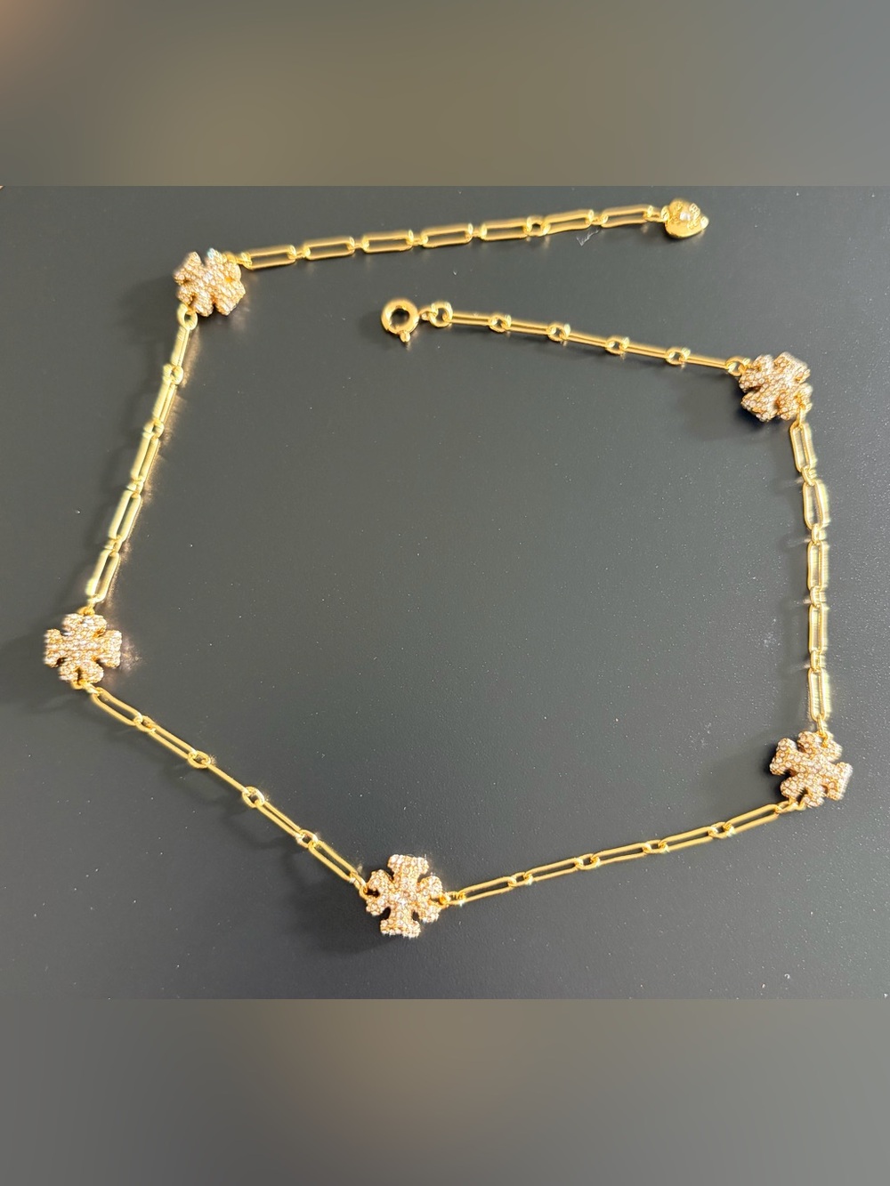Tory Burch ROXANNE Pave Crystal Station Necklace